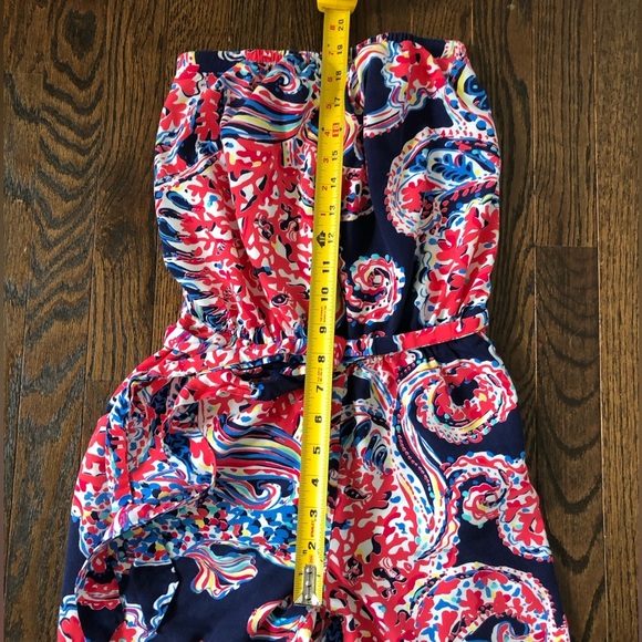 Lilly Pulitzer Women’s XXS Halibut Farrah Strapless Wide-Leg Jumpsuit w/Pockets - Picture 14 of 16